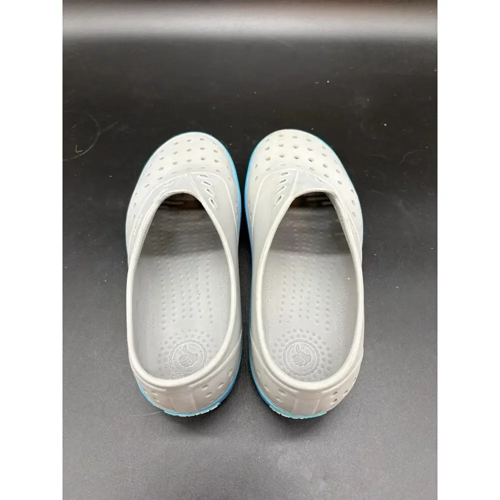 Native Shoes Miller Junior Size 3 Light Gray Aqua Blue Slip On Water Shoes